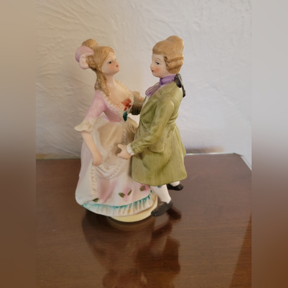Vintage Sankyo Japan "Lara's Theme" Music Box Dancing Rotate Colonial Couple - Picture 3 of 6